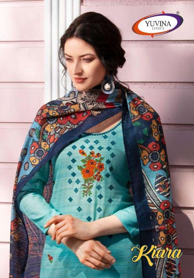 KIARA BY YUVINA EXPORTS 50001 TO 50006 SERIES DESIGNER SUITS BEAUTIFUL STYLISH FANCY COLORFUL PARTY WEAR & ETHNIC WEAR DYED COTTON EMBROIDERED DRESSES AT WHOLESALE PRICE