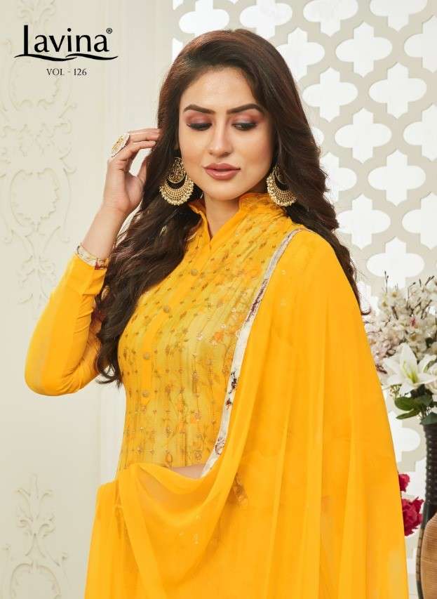 LAVINA VOL-125 BY LAVINA 125-001 TO 125-006 SERIES BEAUTIFUL SUITS STYLISH FANCY COLORFUL CASUAL WEAR & ETHNIC WEAR GEORGETTE WITH EMBROIDERED DRESSES AT WHOLESALE PRICE