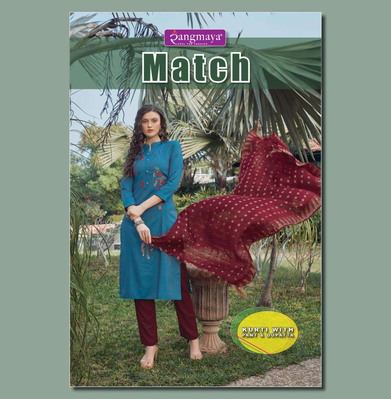 MATCH BY RANGMAYA 101 TO 110 SERIES BEAUTIFUL SUITS COLORFUL STYLISH FANCY CASUAL WEAR & ETHNIC WEAR RAYON DRESSES AT WHOLESALE PRICE