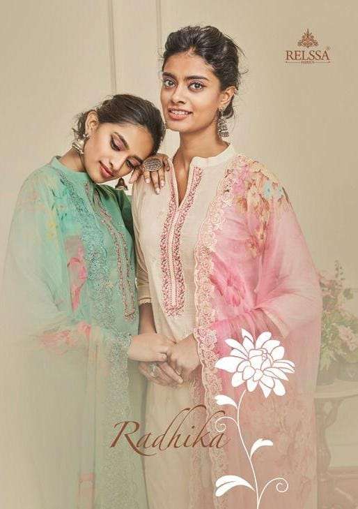 RADHIKA BY RELSSA FABRICS 52001 TO 52006 SERIES BEAUTIFUL STYLISH SHARARA SUITS FANCY COLORFUL CASUAL WEAR & ETHNIC WEAR & READY TO WEAR SUPERIOR COTTON LAWN EMBROIDERED DRESSES AT WHOLESALE PRICE