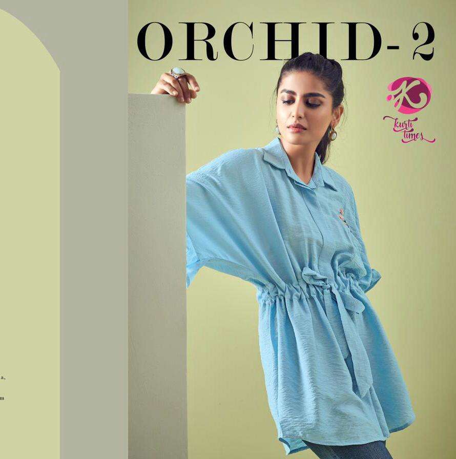 ORCHID VOL-2 BY KURTI TIMES 6006 TO 6010 SERIES BEAUTIFUL STYLISH FANCY COLORFUL CASUAL WEAR & ETHNIC WEAR & READY TO WEAR VISCOSE EMBROIDERED KURTIS AT WHOLESALE PRICE