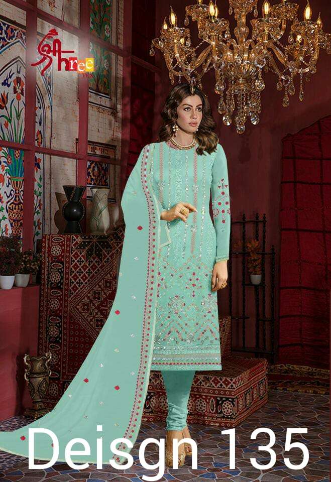 SHREE TEX HIT DESIGN 135 COLOURS BY SHREE TEX 135-A TO 135-D SERIES BEAUTIFUL STYLISH SUITS FANCY COLORFUL CASUAL WEAR & ETHNIC WEAR & READY TO WEAR HEAVY GEORGETTE EMBROIDERY DRESSES AT WHOLESALE PRICE