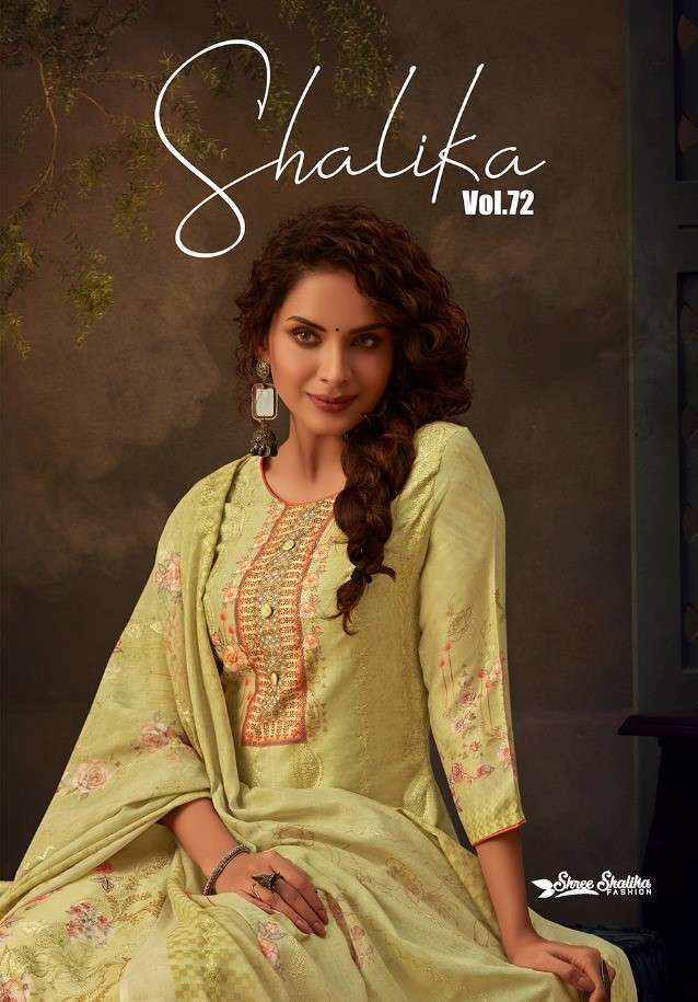 SHALIKA VOL-72 BY SHREE SHALIKA FASHION 3601 TO 3608 SERIES BEAUTIFUL STYLISH SUITS FANCY COLORFUL CASUAL WEAR & ETHNIC WEAR & READY TO WEAR JAM SATIN DIGITAL PRINT WITH AARI WORK DRESSES AT WHOLESALE PRICE