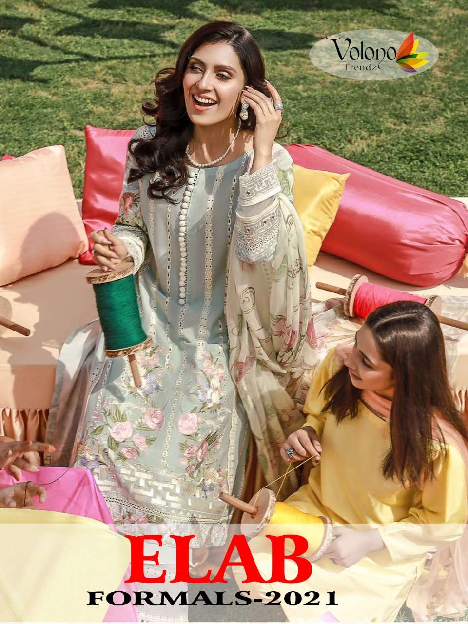 ELAB FORMALS-2021 BY VOLONO TRENDZ 7001 TO 7004 SERIES BEAUTIFUL PAKISTANI SUITS COLORFUL STYLISH FANCY CASUAL WEAR & ETHNIC WEAR PURE CAMBRIC EMBROIDERY DRESSES AT WHOLESALE PRICE
