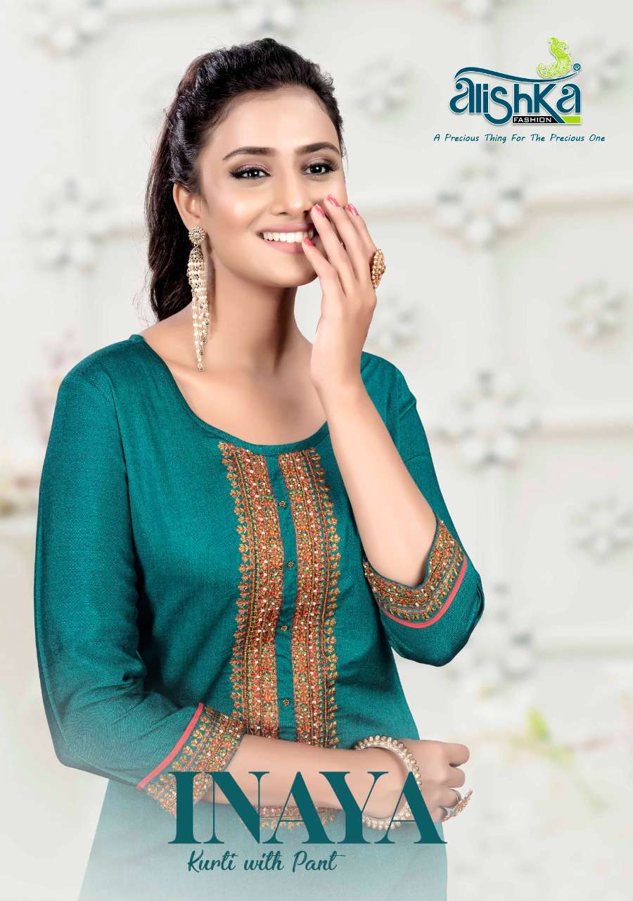 INAYA BY ALISHKA FASHION 1001 TO 1004 SERIES DESIGNER STYLISH COLORFUL FANCY BEAUTIFUL PARTY WEAR & ETHNIC WEAR REYON TWO TONE EMBROIDERY WITH HANDWORK KURTIS AT WHOLESALE PRICE
