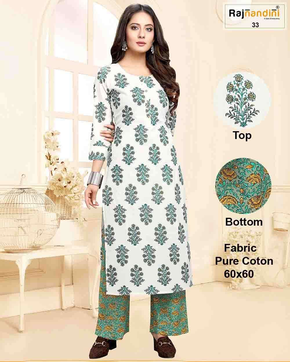 KURTA SET VOL-1 BY RAJNANDINI DESIGNER STYLISH FANCY COLORFUL BEAUTIFUL PARTY WEAR & ETHNIC WEAR COLLECTION PURE COTTON PRINT EMBROIDERY KURTIS WITH BOTTOM AT WHOLESALE PRICE