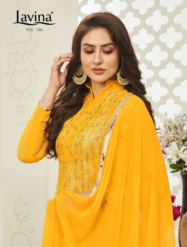 LAVINA VOL-126 BY LAVINA 126-001 TO 126-006 SERIES BEAUTIFUL PAKISTANI SUITS COLORFUL STYLISH FANCY CASUAL WEAR & ETHNIC WEAR GEORGETTE EMBROIDERED DRESSES AT WHOLESALE PRICE