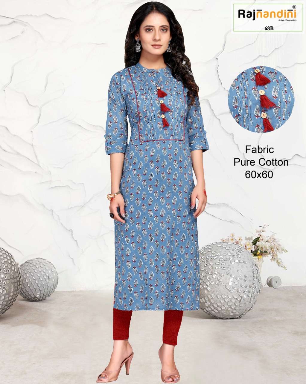 PRINT VOL-14 BY RAJNANDINI 68-A TO 68-D SERIES DESIGNER STYLISH FANCY COLORFUL BEAUTIFUL PARTY WEAR & ETHNIC WEAR COLLECTION PURE COTTON PRINT KURTIS AT WHOLESALE PRICE