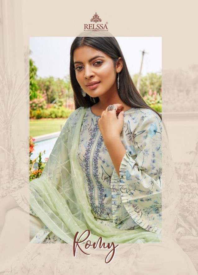 ROMY BY RELSSA FABRICS 84001 TO 84006 SERIES BEAUTIFUL SUITS COLORFUL STYLISH FANCY CASUAL WEAR & ETHNIC WEAR PURE COTTON LAWN PRINT WITH EMBROIDERY DRESSES AT WHOLESALE PRICE