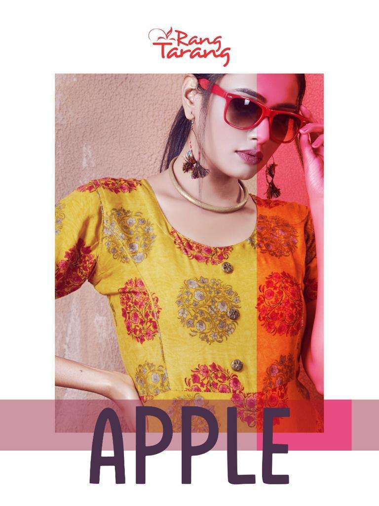APPLE BY RANG TRANG 1001 TO 1006 SERIES DESIGNER STYLISH FANCY COLORFUL BEAUTIFUL PARTY WEAR & ETHNIC WEAR COLLECTION RAYON PRINT KURTIS AT WHOLESALE PRICE
