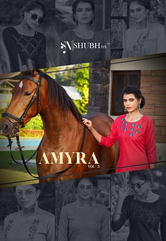 AMYRA VOL-3 BY SHUBH NX 1001 TO 1010 SERIES DESIGNER STYLISH FANCY COLORFUL BEAUTIFUL PARTY WEAR & ETHNIC WEAR COLLECTION RUBY SLUB EMBROIDERY KURTIS AT WHOLESALE PRICE
