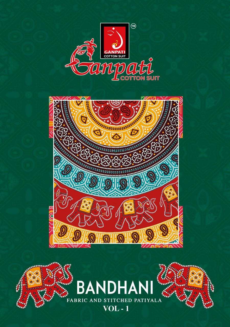 BANDHANI VOL-1 BY GANPATI COTTON SUIT 101 TO 112 SERIES BEAUTIFUL SUITS COLORFUL STYLISH FANCY CASUAL WEAR & ETHNIC WEAR FANCY DRESSES AT WHOLESALE PRICE