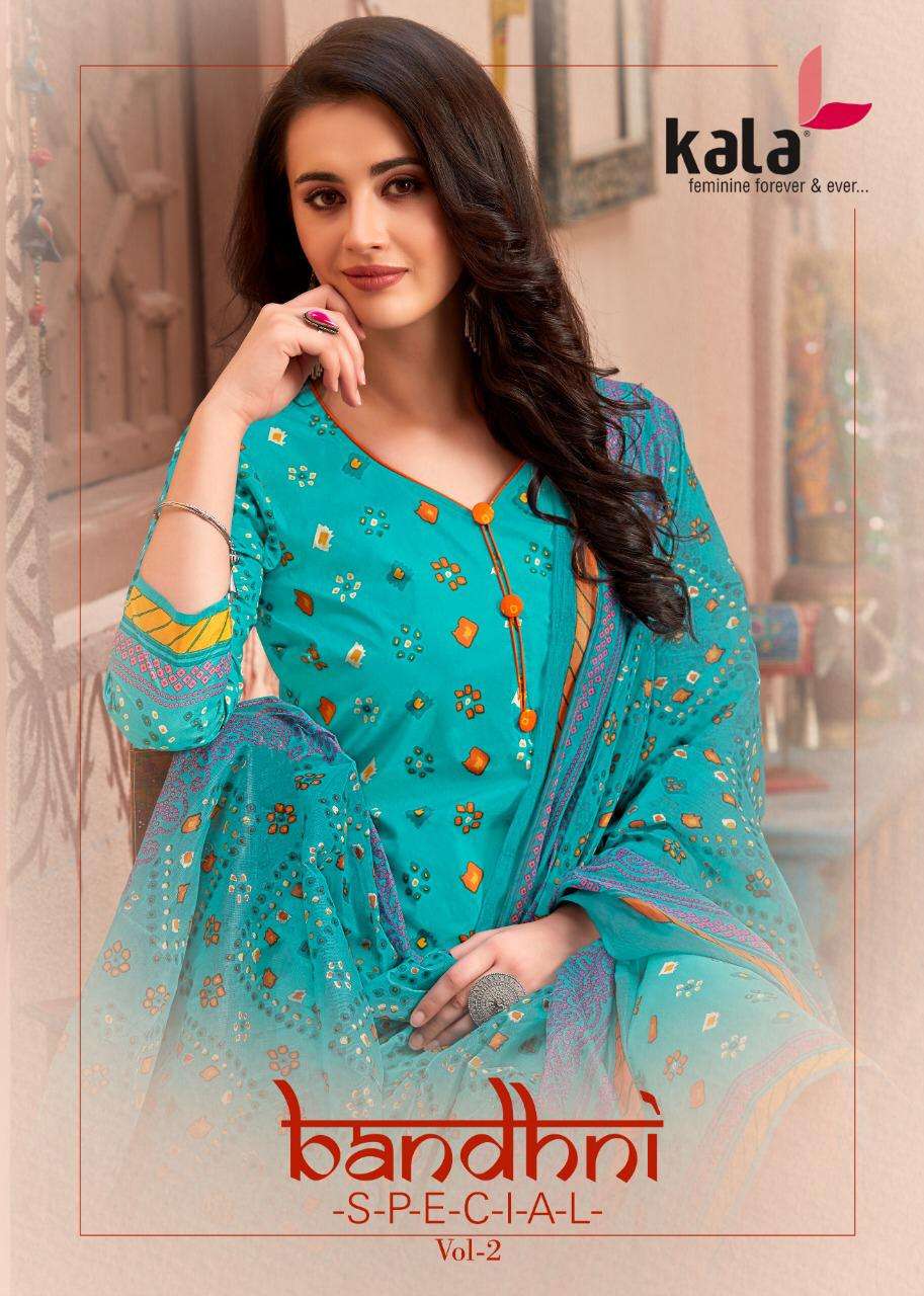BANDHANI SPECIAL VOL-2 BY KALA 2801 TO 2812 SERIES BEAUTIFUL STYLISH SUITS FANCY COLORFUL CASUAL WEAR & ETHNIC WEAR & READY TO WEAR PURE COTTON DRESSES AT WHOLESALE PRICE