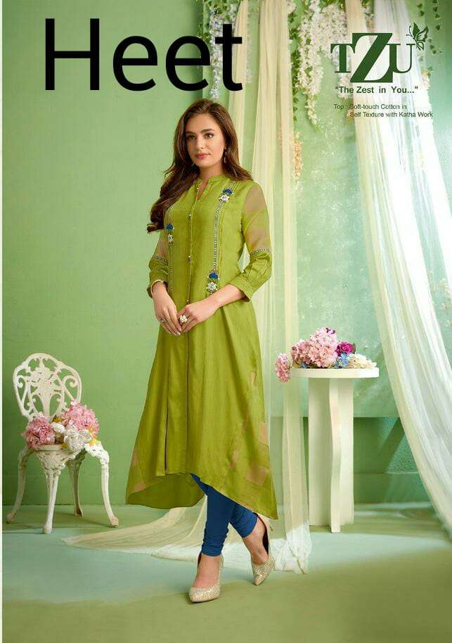 HEET BY TZU 1001 TO 1004 SERIES DESIGNER STYLISH FANCY COLORFUL BEAUTIFUL PARTY WEAR & ETHNIC WEAR COLLECTION SOFT COTTON WITH WORK KURTIS AT WHOLESALE PRICE