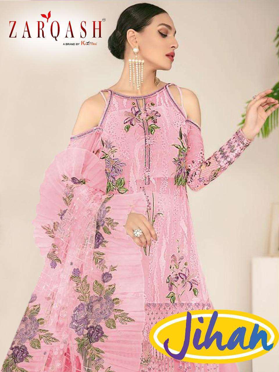 Jihan By Zarqash 2024-A To 2024-D Series Designer Festive Pakistani Suits Collection Beautiful Stylish Fancy Colorful Party Wear & Occasional Wear Faux Georgette Embroidered Dresses At Wholesale Price