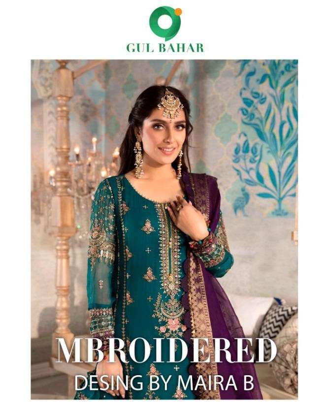 MBROIDERED VOL-1 BY GUL BAHAR 11 TO 14 SERIES BEAUTIFUL STYLISH SUITS FANCY COLORFUL CASUAL WEAR & ETHNIC WEAR & READY TO WEAR GEORGETTE/NET EMBROIDERY DRESSES AT WHOLESALE PRICE