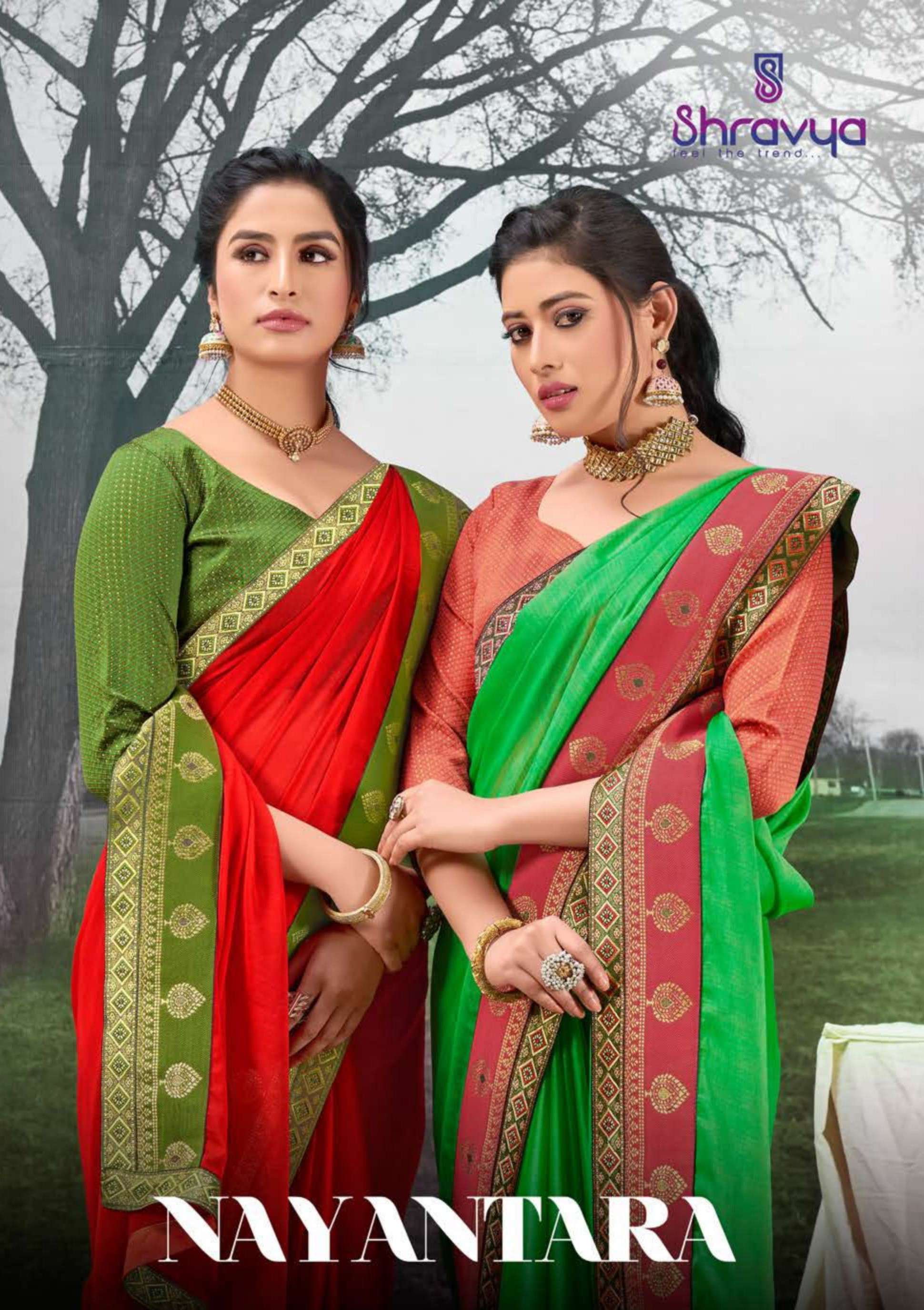 NAYANTARA BY SHRAVYA A TO H SERIES INDIAN TRADITIONAL WEAR COLLECTION BEAUTIFUL STYLISH FANCY COLORFUL PARTY WEAR & OCCASIONAL WEAR CHIFFON SILK SAREES AT WHOLESALE PRICE
