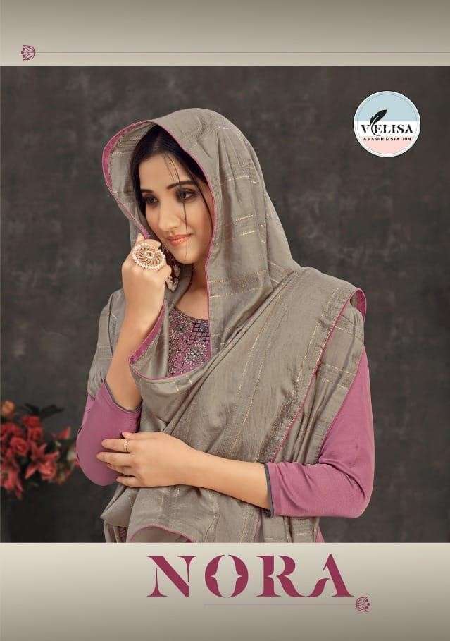 NORA BY VELISA 801 TO 804 SERIES BEAUTIFUL SUITS COLORFUL STYLISH FANCY CASUAL WEAR & ETHNIC WEAR SILK LINEN SATIN EMBROIDERED DRESSES AT WHOLESALE PRICE