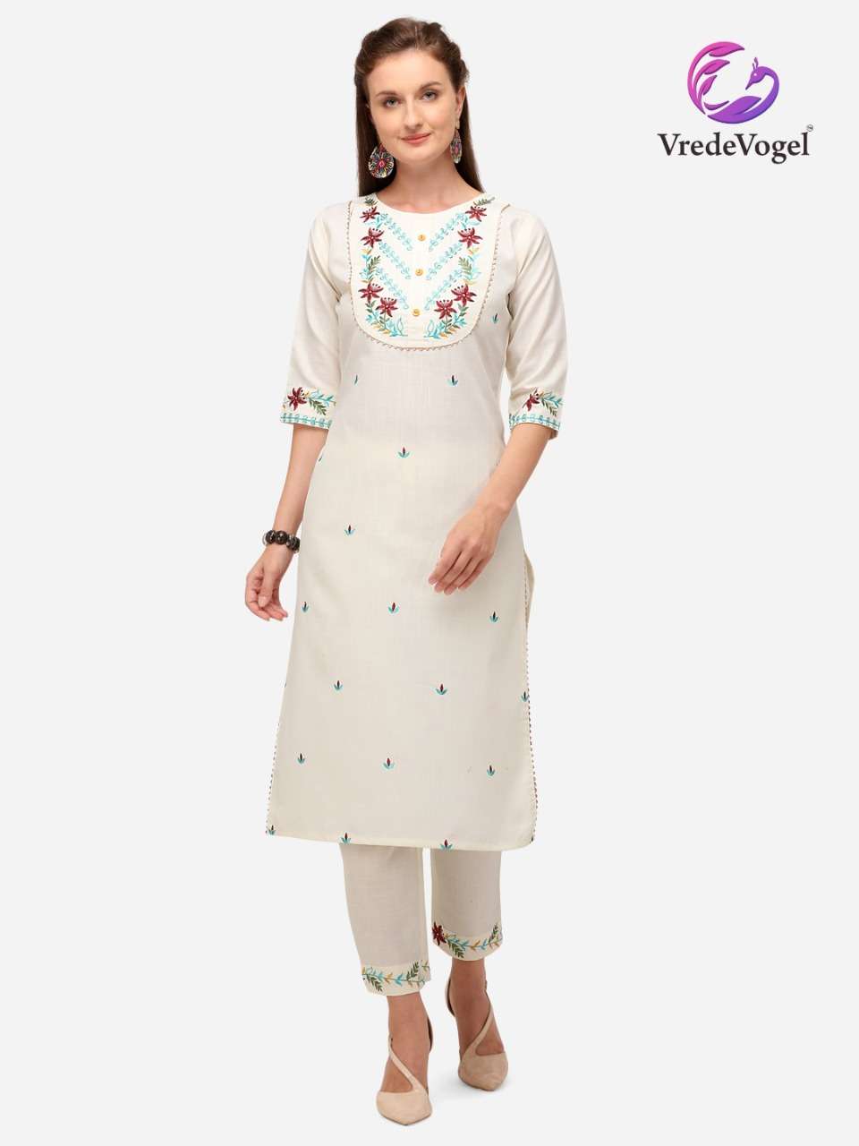 RASAM BY VREDE VOGEL 01 TO 06 SERIES DESIGNER STYLISH FANCY COLORFUL BEAUTIFUL PARTY WEAR & ETHNIC WEAR COLLECTION COTTON EMBROIDERY KURTIS WITH BOTTOM AT WHOLESALE PRICE