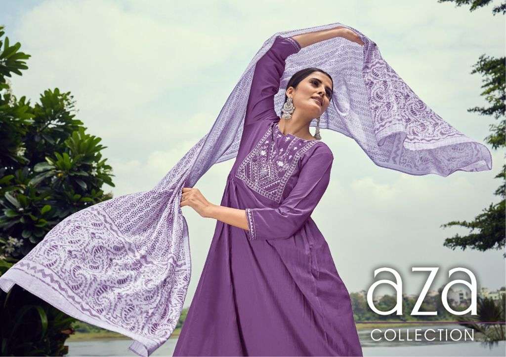 AZA BY SHICHI 13 TO 18 SERIES BEAUTIFUL SUITS COLORFUL STYLISH FANCY CASUAL WEAR & ETHNIC WEAR CHINNON EMBROIDERED DRESSES AT WHOLESALE PRICE