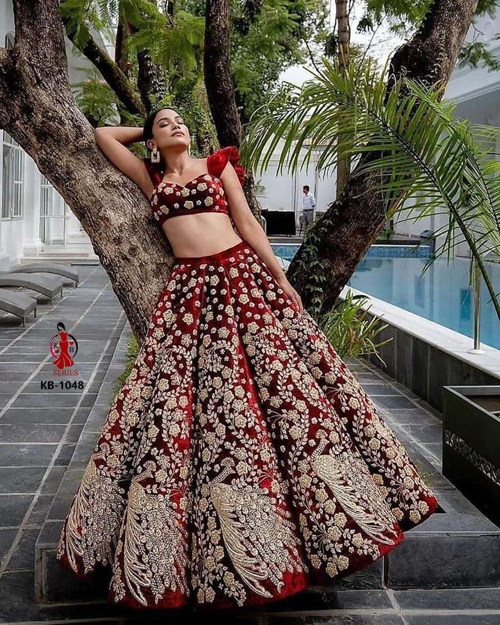 Velvet lehengas clearance design