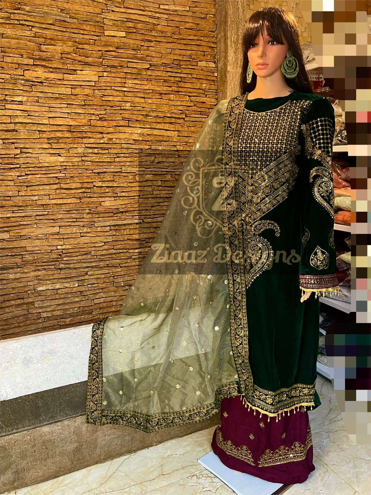 Velvet pakistani designer on sale dresses