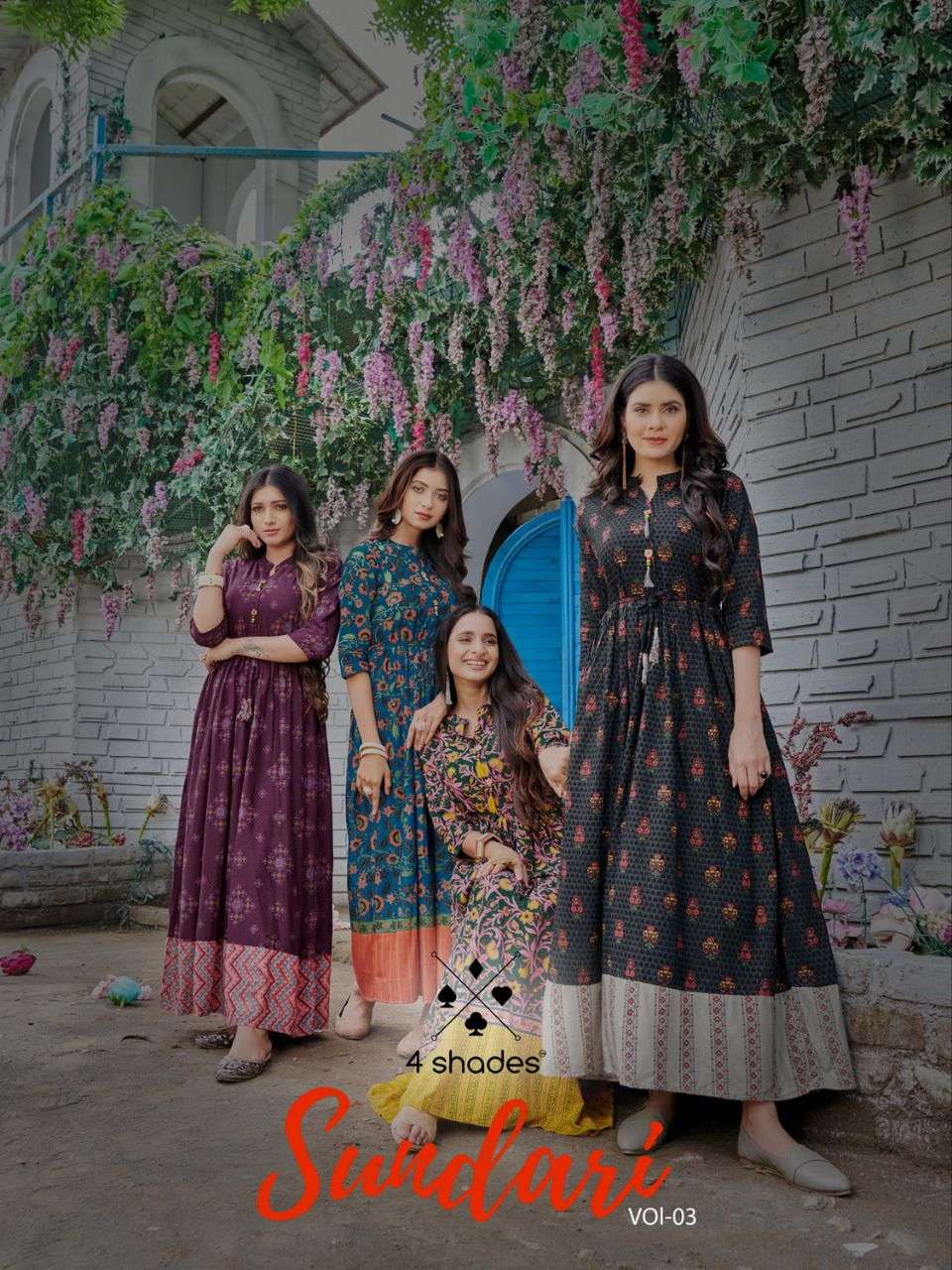 SUNDARI VOL-3 BY 4 SHADES 301 TO 308 SERIES BEAUTIFUL STYLISH FANCY COLORFUL CASUAL WEAR & ETHNIC WEAR RAYON PRINT GOWNS AT WHOLESALE PRICE