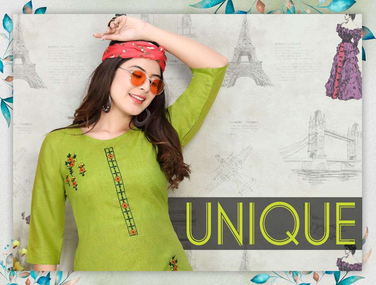 UNIQUE VOL-2 BY TRENDY 01 TO 08 SERIES DESIGNER STYLISH FANCY COLORFUL BEAUTIFUL PARTY WEAR & ETHNIC WEAR COLLECTION RAYON EMBROIDERY KURTIS WITH BOTTOM AT WHOLESALE PRICE