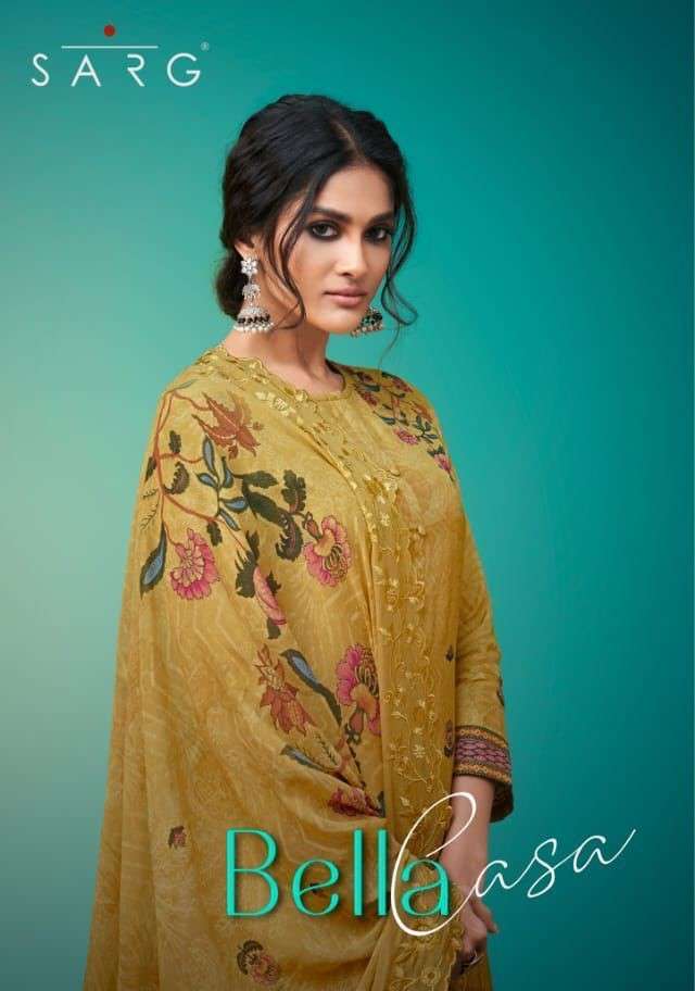 BELLA CASA BY SARG BEAUTIFUL STYLISH SUITS FANCY COLORFUL CASUAL WEAR & ETHNIC WEAR & READY TO WEAR PURA RUSSIAN SILK DRESSES AT WHOLESALE PRICE