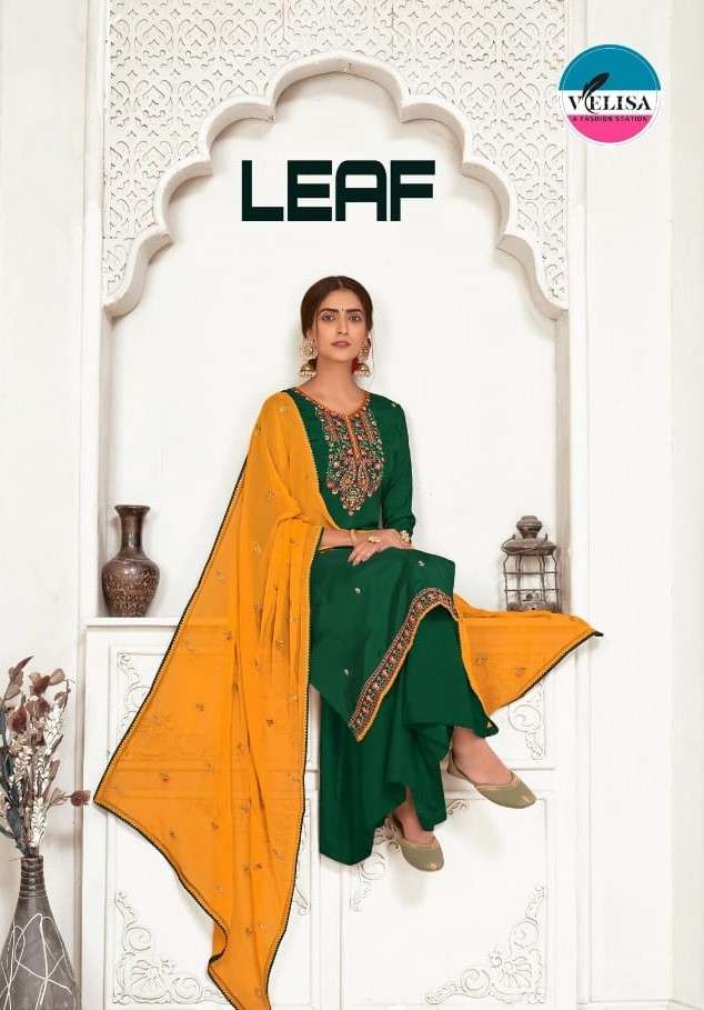 LEAF BY VELISA 2101 TO 2104 SERIES BEAUTIFUL STYLISH SHARARA SUITS FANCY COLORFUL CASUAL WEAR & ETHNIC WEAR & READY TO WEAR PURE VISCOSE SILK EMBROIDERED DRESSES AT WHOLESALE PRICE