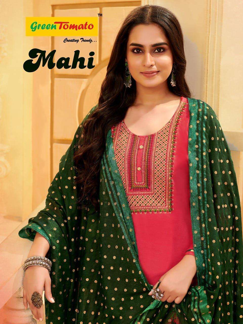 MAHI BY GREEN TOMATO 01 TO 08 SERIES BEAUTIFUL PATIYALA SUITS COLORFUL STYLISH FANCY CASUAL WEAR & ETHNIC WEAR HEAVY RAYON DRESSES AT WHOLESALE PRICE