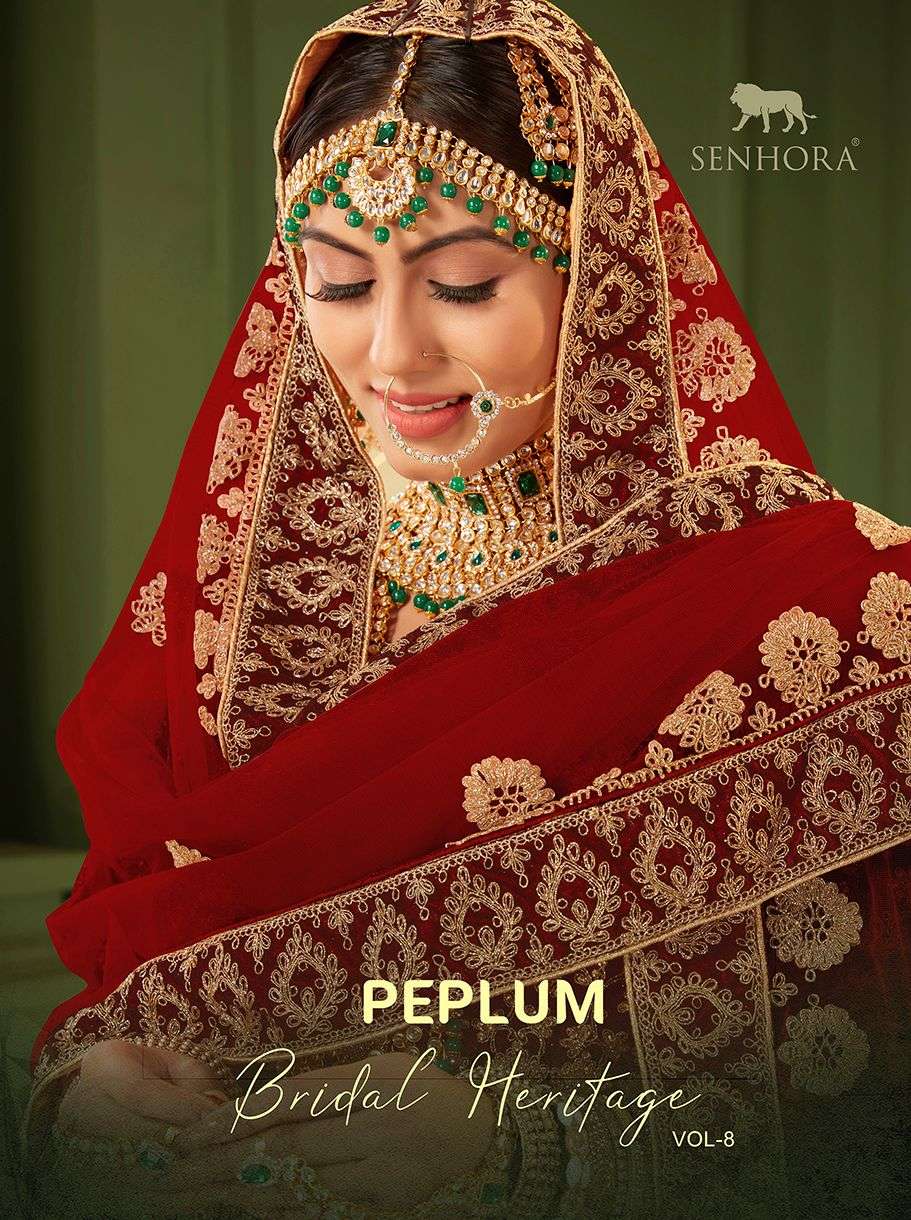 Peplum Bridal Heritage Vol-8 By Senhora Dresses 2019 To 2021 Series Beautiful Stylish Sharara Suits Fancy Colorful Casual Wear & Ethnic Wear & Ready To Wear Heavy Velvet Embroidered Dresses At Wholesale Price