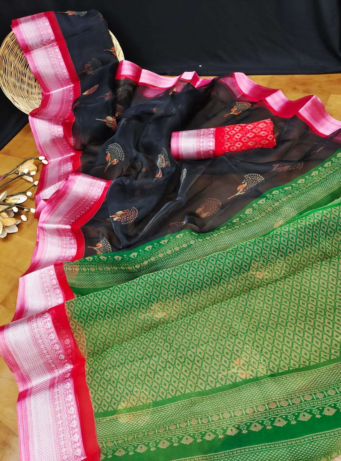 PREMIUM ORGANZA VOL-5 BY MYRA 501 TO 512 SERIES INDIAN TRADITIONAL WEAR COLLECTION BEAUTIFUL STYLISH FANCY COLORFUL PARTY WEAR & OCCASIONAL WEAR PREMIUM ORGANZA SAREES AT WHOLESALE PRICE