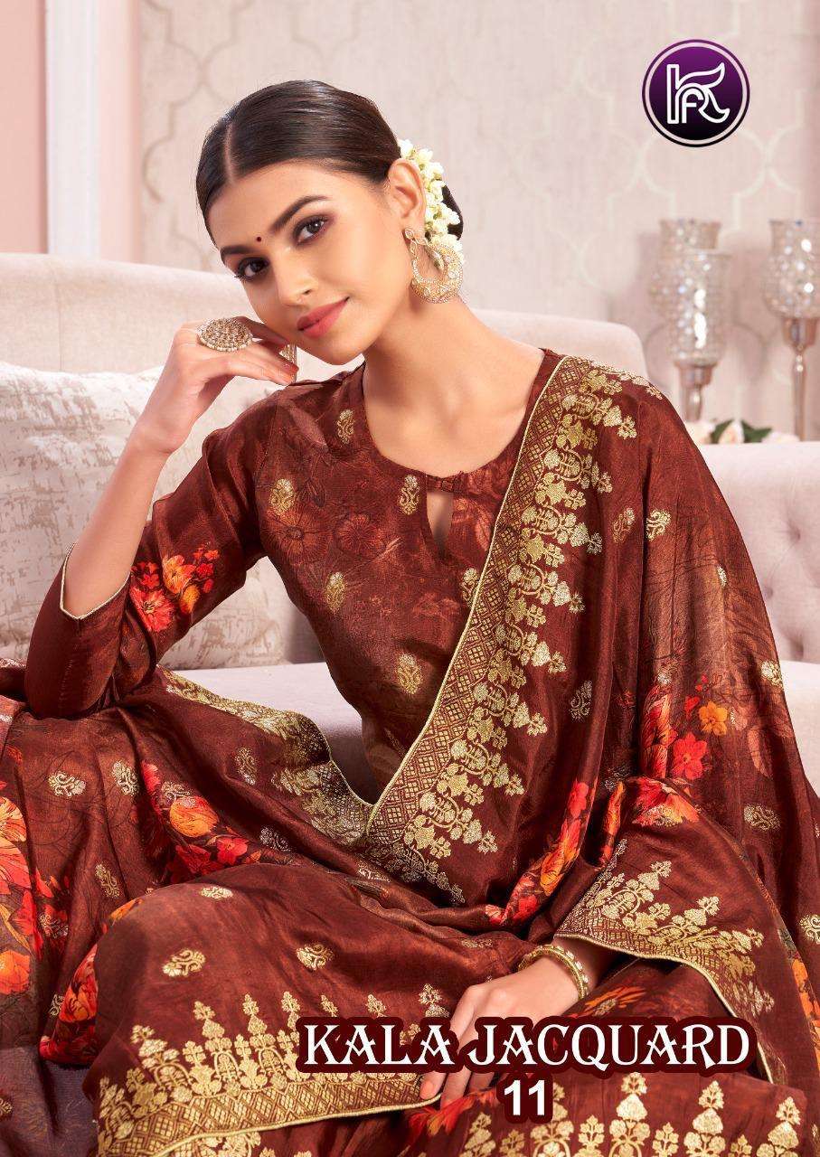 KALA JACQUARD VOL-11 BY KALA FASHION 1001 TO 1006 SERIES BEAUTIFUL SUITS STYLISH FANCY COLORFUL PARTY WEAR & OCCASIONAL WEAR JACQUARD DIGITAL PRINTED DRESSES AT WHOLESALE PRICE