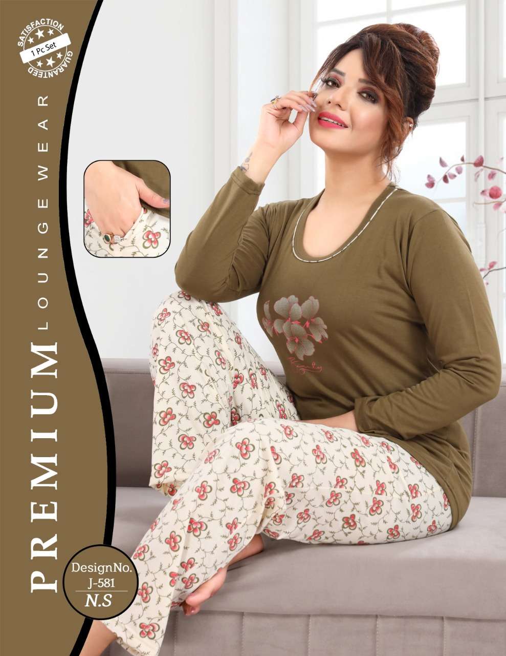 Female Hosiery Full Sleeve Front Open Night Suit at Rs 460/piece in  Ahmedabad