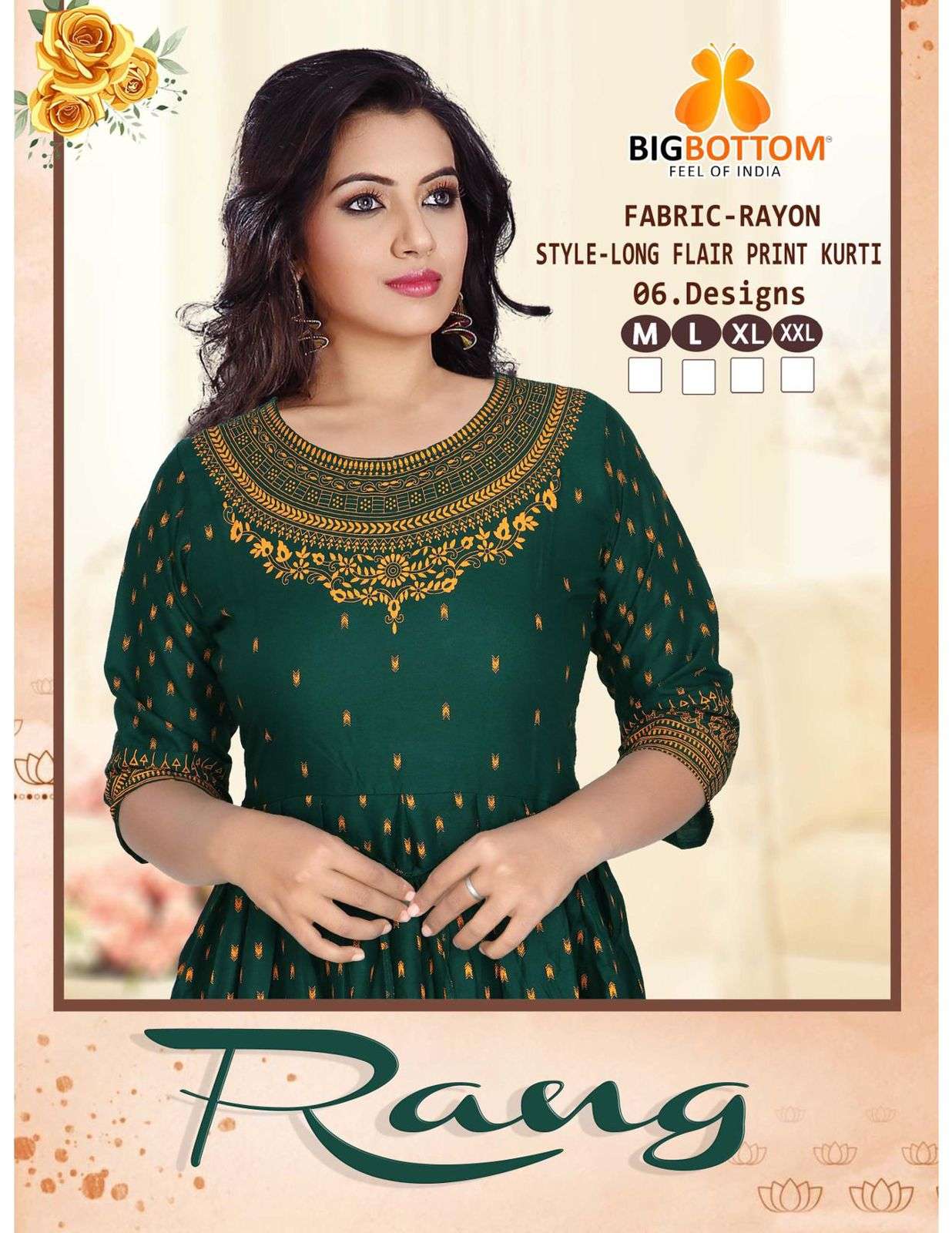 RANG BY BIG BOTTOM 01 TO 06 SERIES BEAUTIFUL STYLISH FANCY COLORFUL CASUAL WEAR & ETHNIC WEAR RAYON PRINT GOWNS AT WHOLESALE PRICE