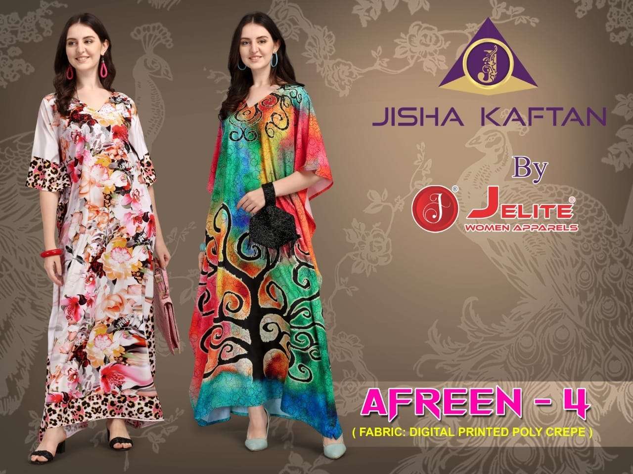 AFREEN VOL-4 BY JELITE 125 TO 132 SERIES DESIGNER WEAR COLLECTION BEAUTIFUL STYLISH FANCY COLORFUL PARTY WEAR & OCCASIONAL WEAR POLYSTER CREPE GOWNS AT WHOLESALE PRICE