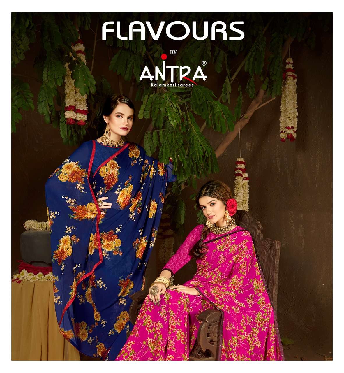 FLAVOURS BY ANTRA 75141 TO 75150 SERIES INDIAN TRADITIONAL WEAR COLLECTION BEAUTIFUL STYLISH FANCY COLORFUL PARTY WEAR & OCCASIONAL WEAR CHIFFON SAREES AT WHOLESALE PRICE