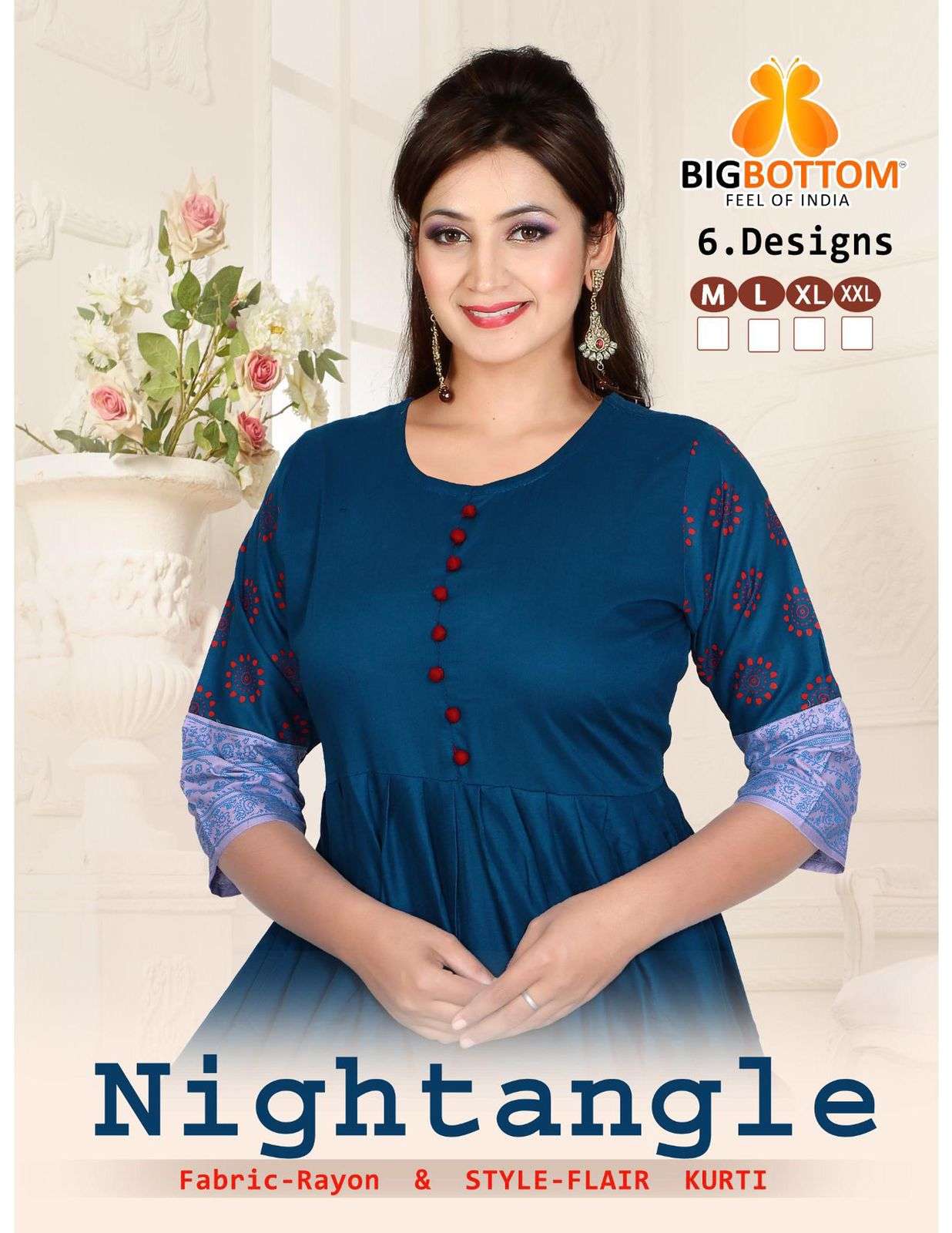 NIGHTANGLE BY BIG BOTTOM 1001 TO 1006 SERIES DESIGNER STYLISH FANCY COLORFUL BEAUTIFUL PARTY WEAR & ETHNIC WEAR COLLECTION RAYON FOIL PRINT KURTIS AT WHOLESALE PRICE