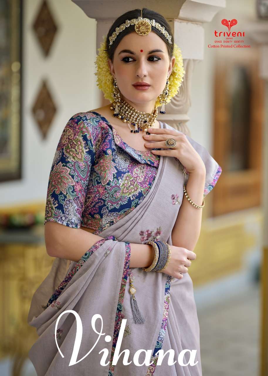 VIHANA BY TRIVENI 13151 TO 13158 SERIES INDIAN TRADITIONAL WEAR COLLECTION BEAUTIFUL STYLISH FANCY COLORFUL PARTY WEAR & OCCASIONAL WEAR LINEN COTTON SAREES AT WHOLESALE PRICE