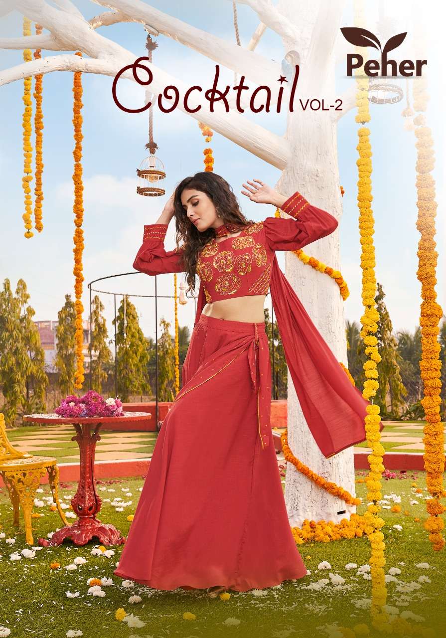 COCKTAIL VOL-2 BY PEHER 1001 TO 1005 SERIES DESIGNER STYLISH FANCY COLORFUL BEAUTIFUL PARTY WEAR & ETHNIC WEAR COLLECTION SLUB SILK TOPS WITH SKIRT AT WHOLESALE PRICE