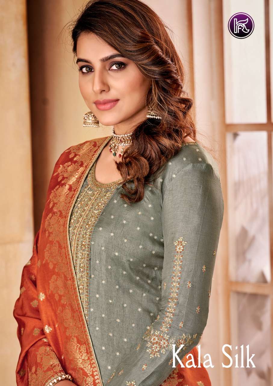 KALA SILK BY KALA FASHION 1001 TO 1006 SERIES BEAUTIFUL SUITS COLORFUL STYLISH FANCY CASUAL WEAR & ETHNIC WEAR SILK EMBROIDERED DRESSES AT WHOLESALE PRICE