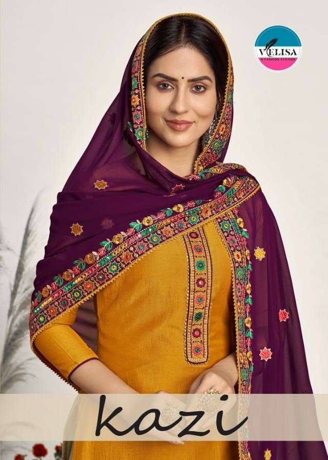 KAZI BY VELISA 2701 TO 2704 SERIES BEAUTIFUL STYLISH SHARARA SUITS FANCY COLORFUL CASUAL WEAR & ETHNIC WEAR & READY TO WEAR PURE PARAMPARA SILK DRESSES AT WHOLESALE PRICE