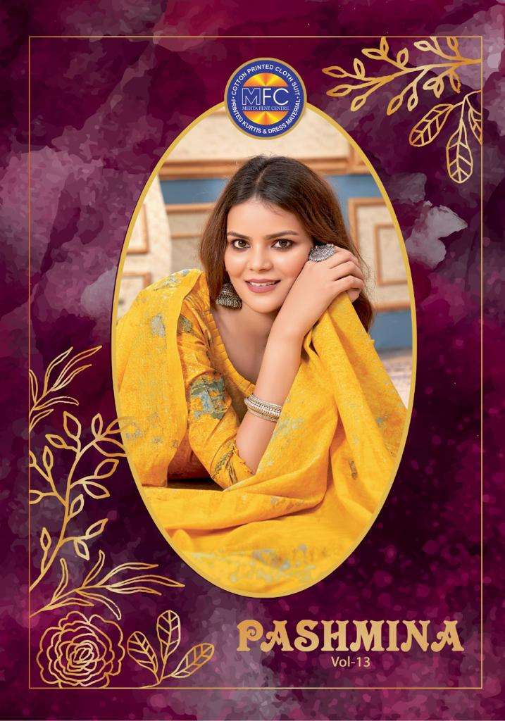 PASHMINA VOL-13 BY MFC 1301 TO 1312 SERIES SUITS BEAUTIFUL FANCY COLORFUL STYLISH PARTY WEAR & OCCASIONAL WEAR FANCY PRINTED DRESSES AT WHOLESALE PRICE