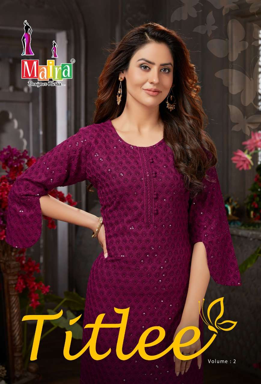 TITLEE VOL-2 BY MAIRA 2001 TO 2008 SERIES DESIGNER STYLISH FANCY COLORFUL BEAUTIFUL PARTY WEAR & ETHNIC WEAR COLLECTION HEAVY RAYON EMBROIDERY KURTIS AT WHOLESALE PRICE