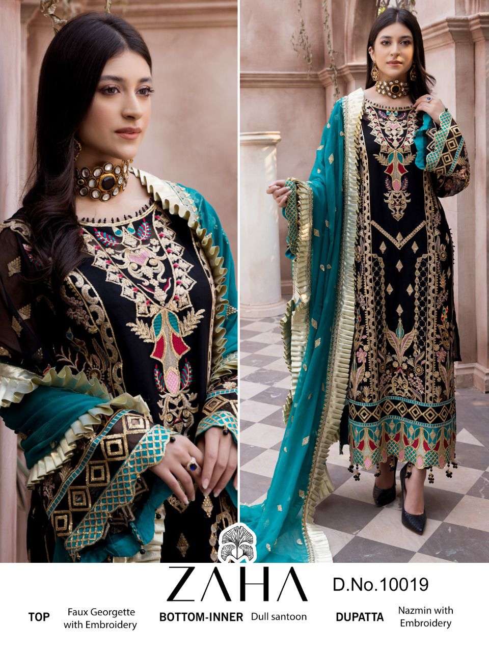 Zaha-10019 By Zaha Pakistani Suits Beautiful Fancy Colorful Stylish Party Wear & Occasional Wear Georgette Embroidery Dresses At Wholesale Price