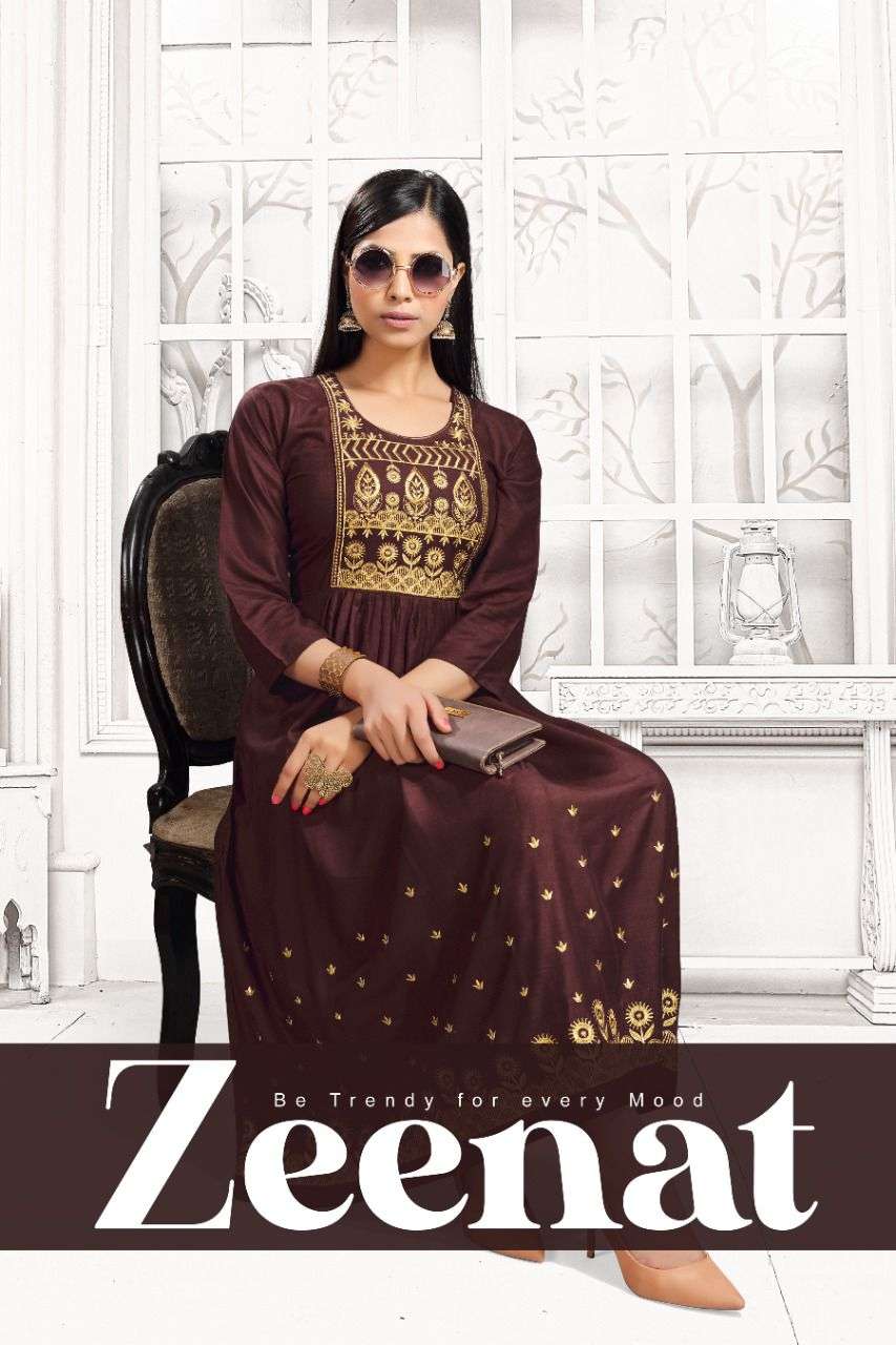 ZEENAT BY BEAUTY QUEEN 1001 TO 1008 SERIES DESIGNER STYLISH FANCY COLORFUL BEAUTIFUL PARTY WEAR & ETHNIC WEAR COLLECTION RAYON EMBROIDERY KURTIS AT WHOLESALE PRICE
