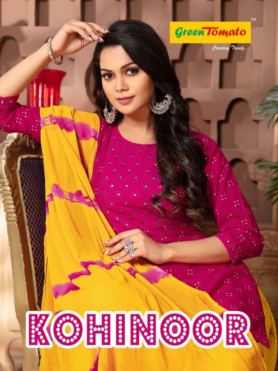KOHINOOR BY GREEN TOMATO 001 TO 008 SERIES BEAUTIFUL PATIYALA SUITS COLORFUL STYLISH FANCY CASUAL WEAR & ETHNIC WEAR HEAVY RAYON DRESSES AT WHOLESALE PRICE