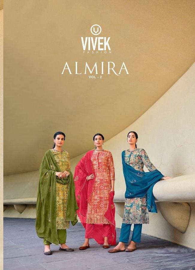 ALMIRA VOL-2 BY VIVEK FASHION 4401 TO 4406 SERIES BEAUTIFUL SUITS COLORFUL STYLISH FANCY CASUAL WEAR & ETHNIC WEAR PURE MUSLIN DIGITAL PRINT DRESSES AT WHOLESALE PRICE