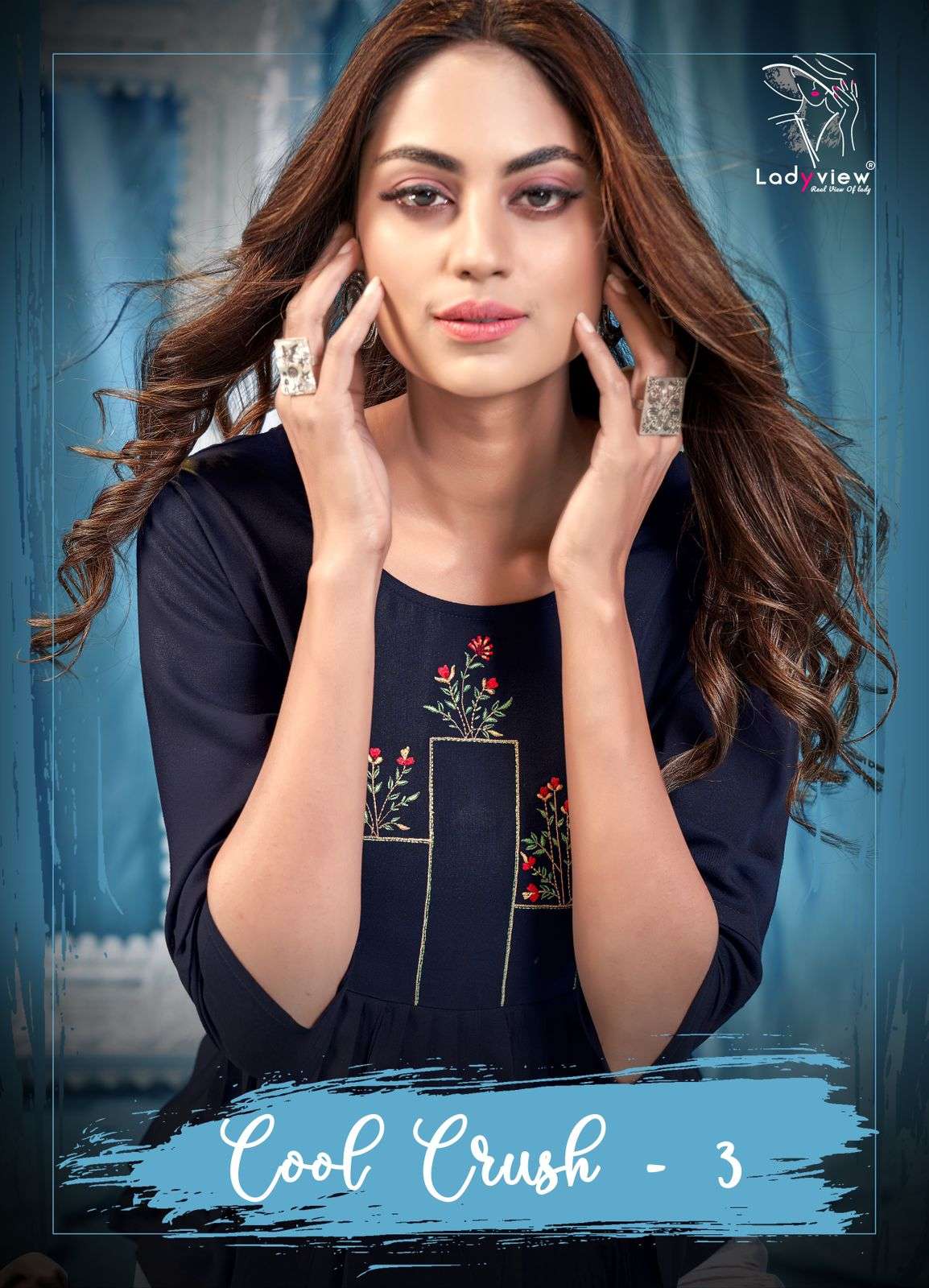 COOL CRUSH VOl-3 BY LADY VIEW 3001 TO 3006 SERIES DESIGNER STYLISH FANCY COLORFUL BEAUTIFUL PARTY WEAR & ETHNIC WEAR COLLECTION RAYON EMBROIDERY TOPS AT WHOLESALE PRICE